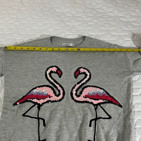 Abercrombie Kids Pink Sequin Flamingos Crewneck Sweater Size 11/12Y - Picture 9 of 11